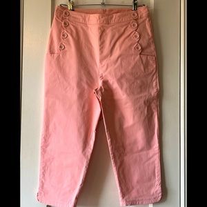 Voodoo Vixen Pink Button-Detail Capris